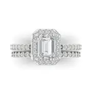 2.2CT Emerald Cut Engagement Bridal Pave Ring Band set 14k White solid Gold