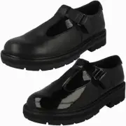 Girls Clarks Prague Brill Lightweight T-Bar School Shoes