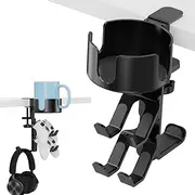 4-in-1 Gaming Desk Organizer - Cup Holder with Headphone Stand & Controller Mount | 360° Rotating Base Fits All Headphones & PS5 Controller | Space-Saving Accessories for Gamers (GEEKERA)