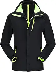 [CLSQLXYJZC] Men's Waterproof Mountain Jacket, Autumn Winter Windproof with Removable Fleece Lined Men's Softshell Jacket, for Outdoor Warm Fishing Hunting Jacket (Color : Black, Size : XX-Large)