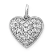 14k White Gold 1 Ct. Lab Grown Diamond VS/SI+ G+ Cluster Heart Pendant