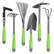 WORKPRO 6PCS Trowel Rakes 2-in-1 Hoe Crack Weeder Heavy Duty Gardening Hand Tool