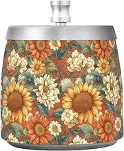 Spring Flowers Sunflower Dahlia Daylily Terracotta_3 Steel Ashtray with Lid for Home Office Outdoor Balcony, Large Unbreakable Waterproof Ashtray Outdoor for Cigar Lovers Smokers
