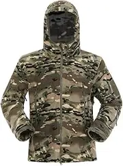 [HanzhuoLG] Men's Camouflage Print Outdoor Tactical Jacket Autumn Winter MultiPocket Hiking Military Fleece Warm Jacket Color2 L