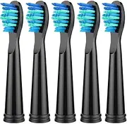 KOPBTBOY Toothbrush Replacement Heads Compatible with Fairywill,Toothbrush Heads Compatible with FW507/508/551/515/917/ 959/2011,FW-D1/D3/D7/D8 5pc Medium Soft Black (black)