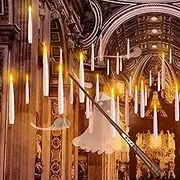 Xisiciao Floating Candles with Wand, 20 PCs Magic Hanging Candles, Flickering Warm Light Flameless Floating LED Candle with Wand Remote, Halloween Decorations