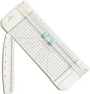 JIELISI Self Sharpening A4 Paper Cutter, Portable Paper Cutter, Scrapbooking Tool with Automatic Security Protection and Side Ruler for A4 A5 Paper, Photo, Coupon (White)