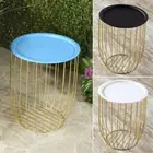 End Side Table Wire Metal Removable Tabletop Storage Basket Furniture 3 Colors