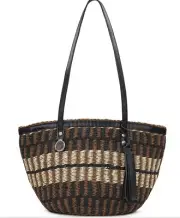 PATRICIA NASH SPECIALTY WOVEN SELLIA TOTE chocolate silver hardware