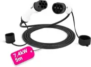 Cord Type 2 to Type 2 EV Charging Cable, 32amp, 7.4kW, 5 Metre, Single Phase