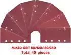 40X Hook&Loop 1/3 Sanding Sheets Sander Sandpaper Pads mixed 80/120/180/240 Grit