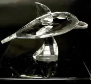 CRYSTAL FACETED DOLPHIN PAPERWEIGHT FIGURINE OLEG CASSINI NIB #3953 Signed 5"