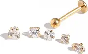 [Lovisa] Mixed Cubic Zirconia Flat Back 6-Pack | Premium PVD Plating | Hypoallergenic | On Trend Designs