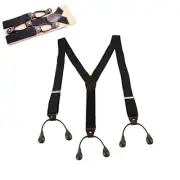 1pc Black Color Button Holes Link Men's Suspenders 1/3" Wide Adjustable Length
