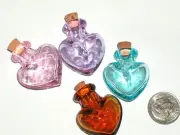 1 pc Real Murano Bubble Heart color Glass essential oil perfume bottle cork pink