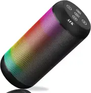 Portable Bluetooth Wireless Speaker with RGB Lights, Loud Speaker with Stereo