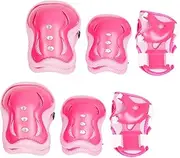 ibasenice 6Pcs Protective Gear Elbow Pads Knee Pads Wrist Guards for Roller Skating Skateboarding Outdoor Sports Pink