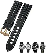 BWAD Genuine Leather Watch Band 20mm 21mm For Omega Seamaster 300 AQUA TERRA Speedmaster Pin Clasp Black Strap