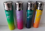 Jet flame gas refillable windproof lighters set of 4 gradiant colors