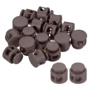 60Pcs 0.6" Dia Cord Locks Double Hole Cord Fastener Dark Brown