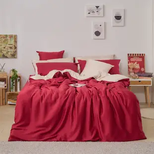 【戀家小舖】永恆系列-楓葉紅 雙人加大床包兩用被套組含二件枕套