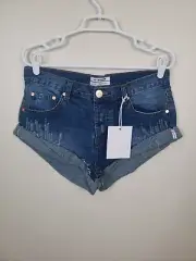 ONE X One Teaspoon Women’s Blue Pacifica Bandits Denim Short 27