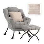 Lazy Chair with Ottoman, Modern Large Accent Lounge Chair with a Silver Gray