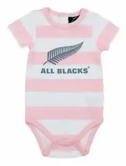New Zealand All Blacks Striped Pink Rugby Union Bodysuit - Size 0