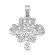14K White Gold Wg 100% Scorpio Zodiac Charm