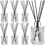 Norme 6 Set Reed Diffuser Bottle Empty Glass Bottles Diffuser with Caps and Black Rattan Sticks Set 150ml 5.07 oz Fragrance Oil Sticks for DIY (Silver)