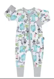 NEW BONDS UNISEX Monsters Inc white zippy Wondersuit - size 00 / 3 - 6 mths