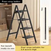 Stepladder, 4 Tiers, Foldable, Aluminum, Wide, Lightweight, Compact, Ladder#,