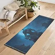 XYMZR Washable Runner Rug Knight Dark Scary 2’ x 6’ Non-Slip Runner Rug for Hallways Entryway Bedroom Living Room Floor Carpet - Soft Thin Mat for Family Pet