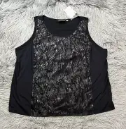 NWT Bob Mackie Sequin Black Tank Top Shell Blouse Sz 3X Sparkle