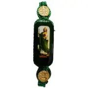 St Jude Bracelet Green Knotted Rope Hand Made Adjustable St Benedict Coins NEW