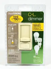 NEW! Lutron Skylark Contour Dimmer Switch CTCL-153PDH-IV for LED/CFL 150W, Ivory