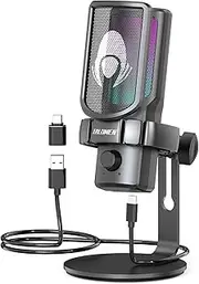 Talomen Eyas USB Microphone,Condenser Microphone for PC,PS4 and Mac,Gaming PC Microphone with Mute Button,Volume Control,USB Mic with RGB for Streaming,Gaming,Podcasting,Recording,Twitch,YouTube