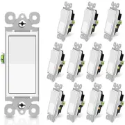 12x 3Way Light Switch,15A 120/277V,On/Off Rocker Paddle Interrupter,UL/CUL,White
