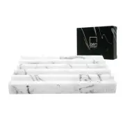 DAY1 Soap Holder with Marble Look - Soap Dish with Soap Saver Ridges Rectangl...