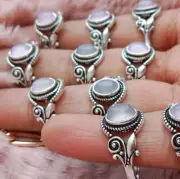 Pink Rose Quartz 10Pcs Rings Lot,Dainty Rings,Boho Jewelry,Minimalist Rings~