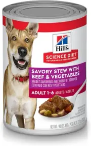 Adult Wet Dog Food, Savory Stew with Beef and Vegetables, 363G, 12 Pack, Canned