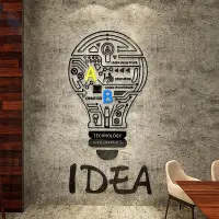 在飛比找Yahoo!奇摩拍賣優惠-創意燈泡立体勵志3D亞克力壁貼工業風門貼科技創意企業文化牆面