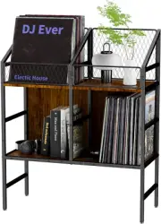 Vinyl Record Holder Storage Rack,200 LP Wooden Record Display Table for Album...