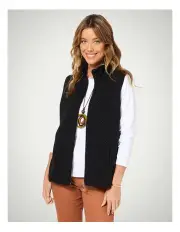 [Fella Hamilton] Neve Textured Zip Up Vest in Black