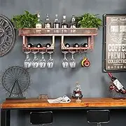 Wall Mounted Black Wine Glass Rack with Hanging Design for Mini Bar Liquor Cabinet Bottle Display Shelf and Whiskey Storage Organizer for Bar Cafe or Dining Room (120 * 30 * 30cm)