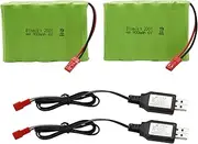 Blomiky 2 Pack 6V 900mAh AA Battery Pack with JST Plug and USB Charger Cable Suitable for New Huina 540 Dump 520 RC Bulldozer and 510 Excavator 540 Battery 2