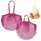2-Pack Reusable Mesh Net String Grocery Bags [Rose Red,Long&Short Handle]