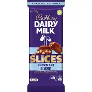 Cadbury Dairy Milk Slices Shortcake Chocolate Block 170g