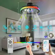 TCFUNDY RGB LED Ceiling Fan with Light & Bluetooth Speaker APP & Remote Control