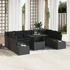 Garden Sofa Set 10 Piece Black Rattan Polyester Cushions vidaXL